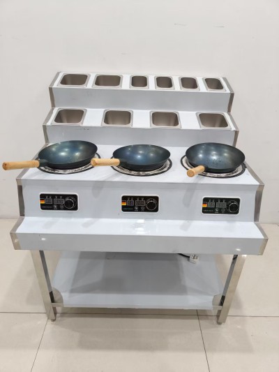 电磁炉三眼凹面小炉+份数盒